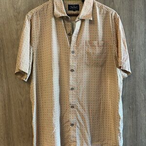 100% Silk Nat Nast Luxury Camp Shirt - Short Sleeve Plaid - Men's L